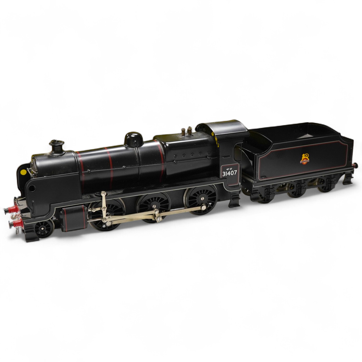 A boxed Bassett-Lowke by Corgi 0 gauge tinplate BR N class 2-6-0 tender locomotive, 31407, intended for two or three rail running (the pick ups for the centre rail and switch in the cab have been removed), (BL99004)